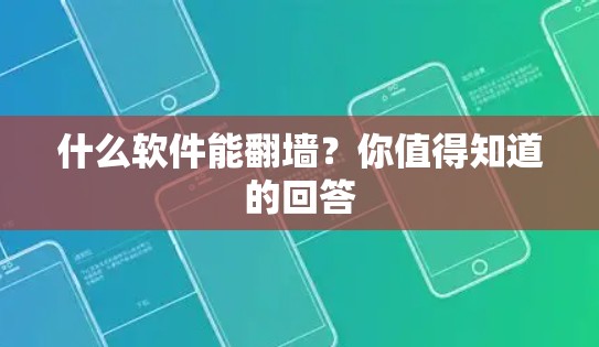 什么软件能翻墙？你值得知道的回答
